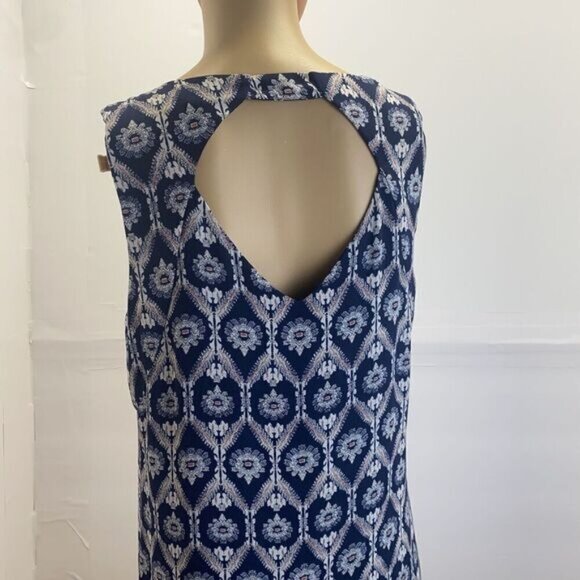 Pink Republic Women’s Sleeveless Navy Print Mini Dress Size Large Pre Owned - Picture 9 of 13